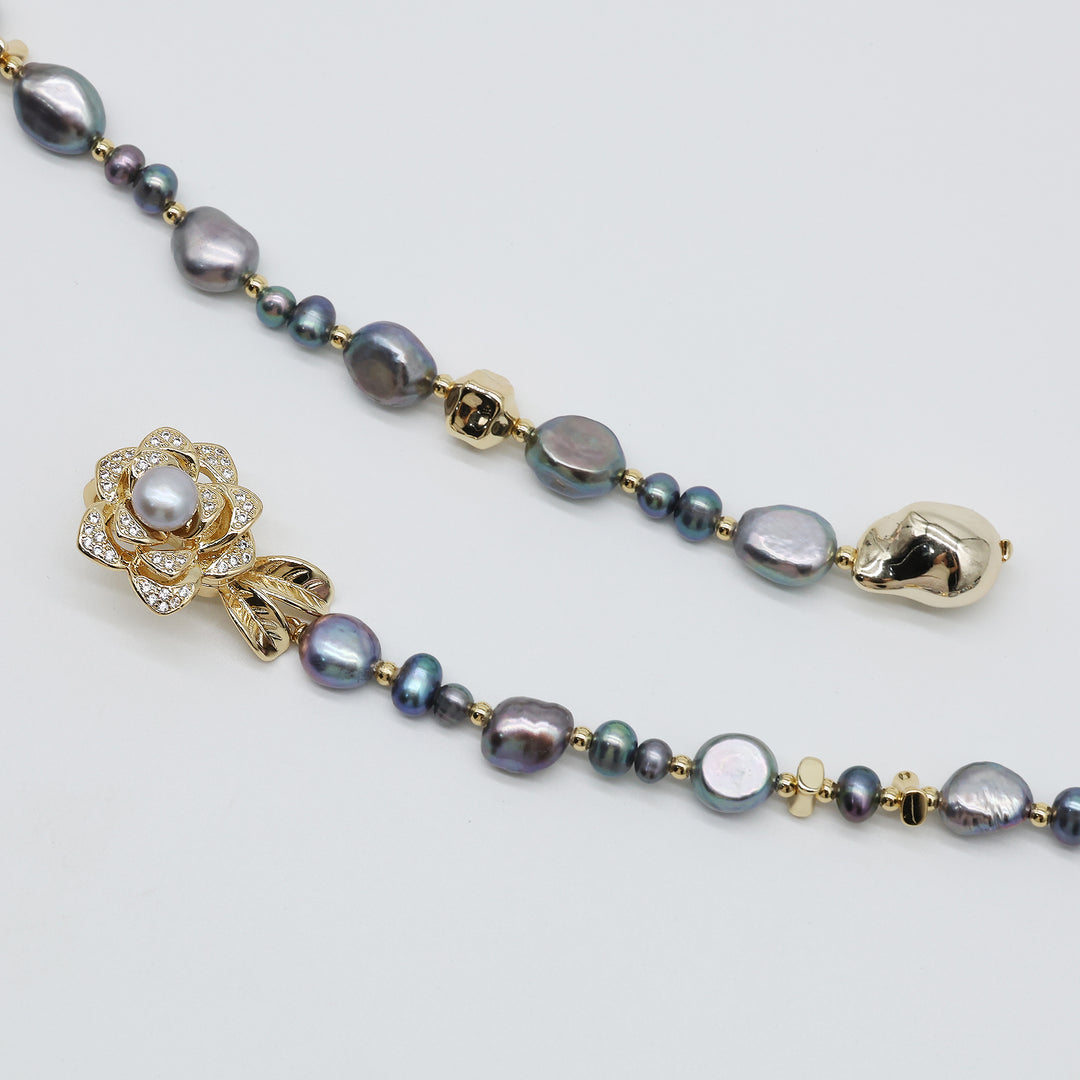 Celestine Drop Pearl Layer Necklace