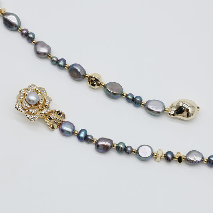 Celestine Drop Pearl Layer Necklace
