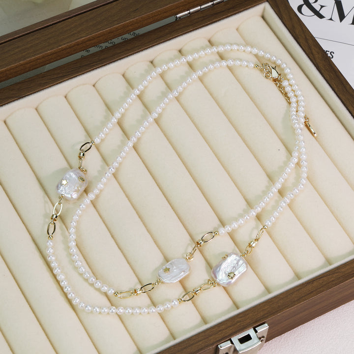 Double Strand Pearl Link Necklace