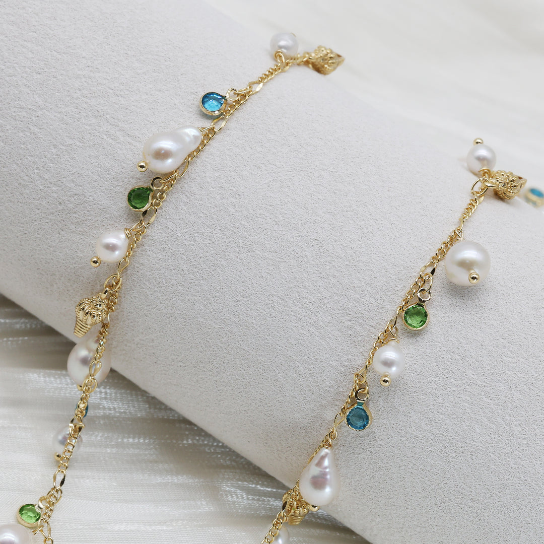 Ocean Whisper Pearl Charm Necklace