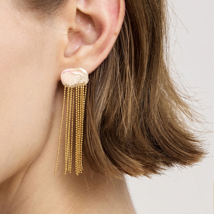 Pearl Cascade Tassel Earrings