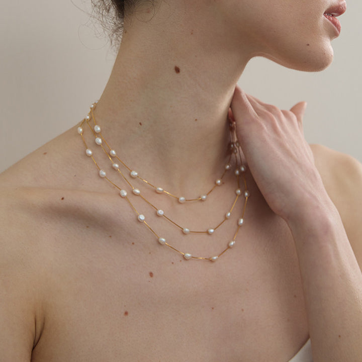 Soft Light Millet Pearl Necklace