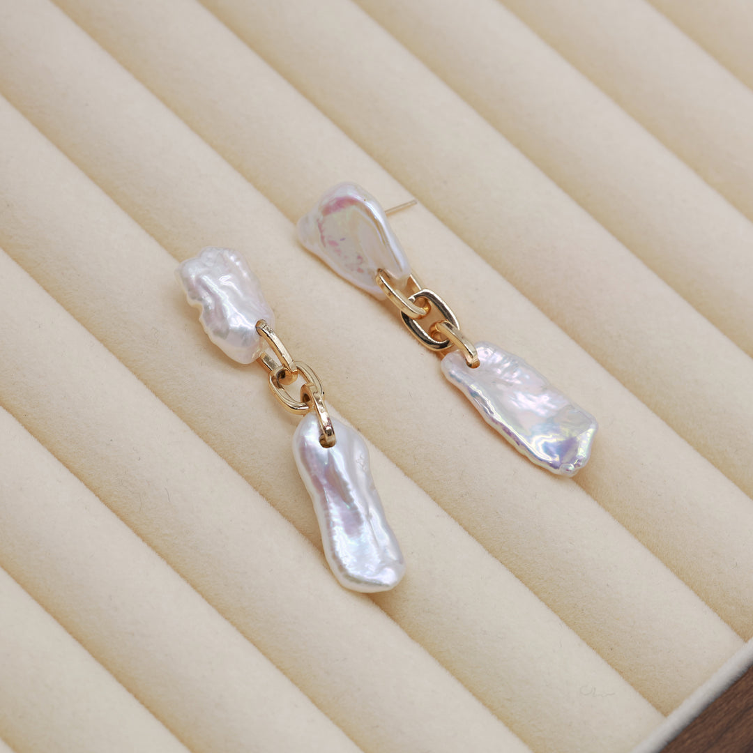 Baroque Stick Pearl Drop Earrings