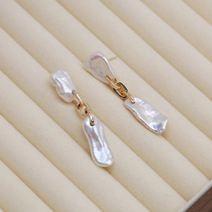 Baroque Stick Pearl Drop Earrings