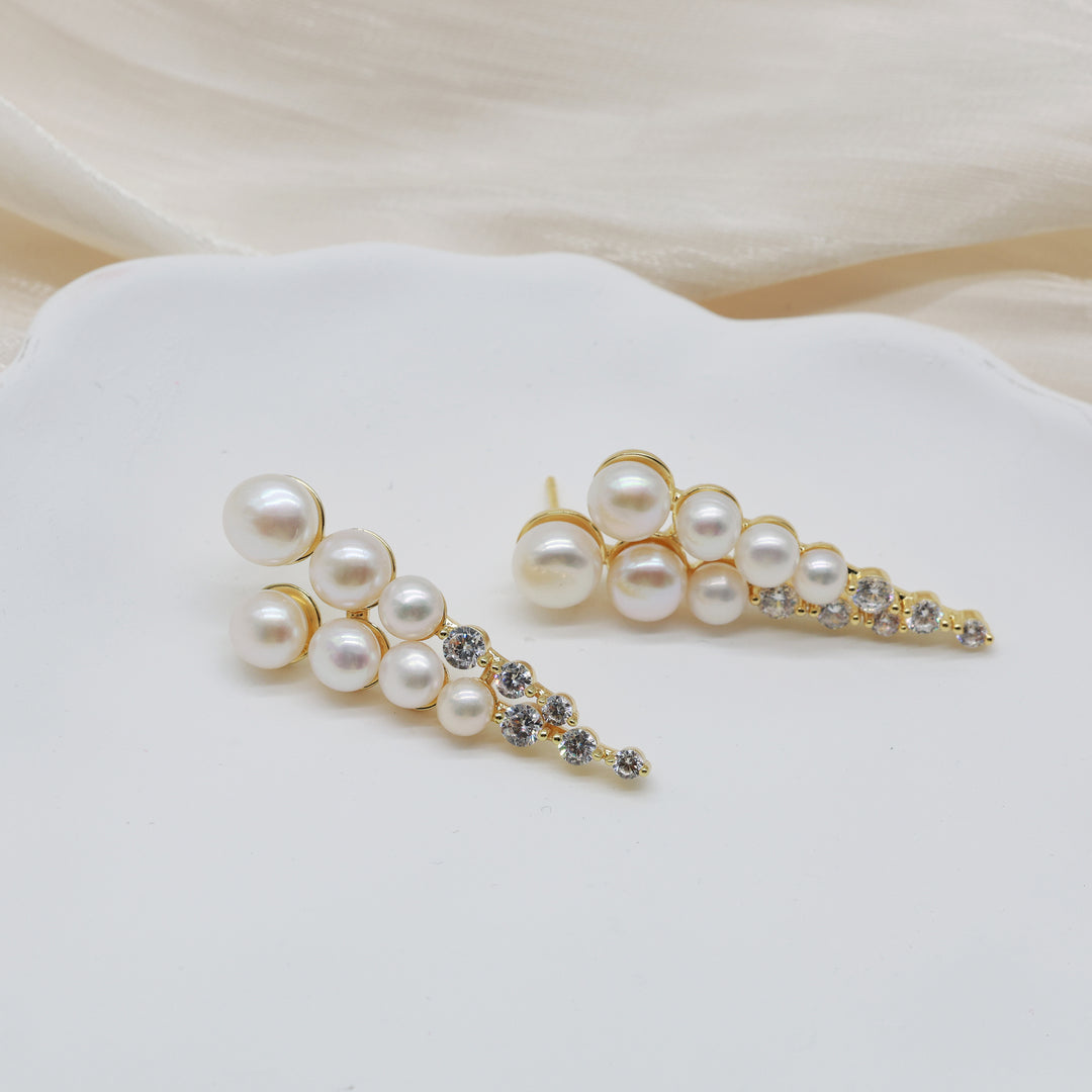 Pearl Cascade Crystal Earrings