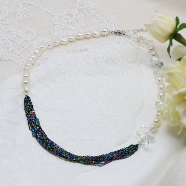Noir Wave Pearl Statement Necklace