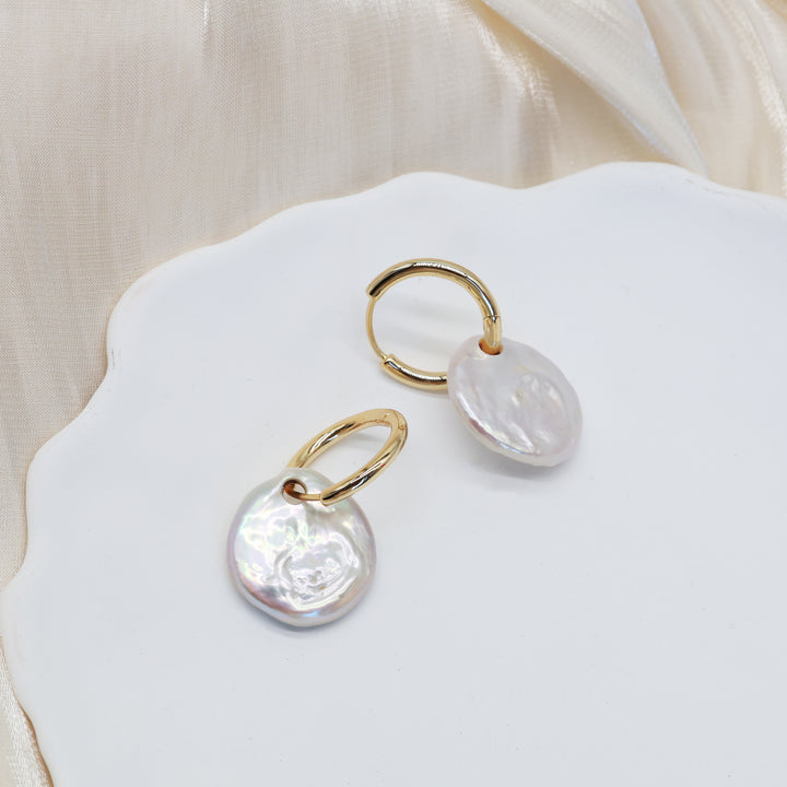 Luna Coin Pearl Hoops
