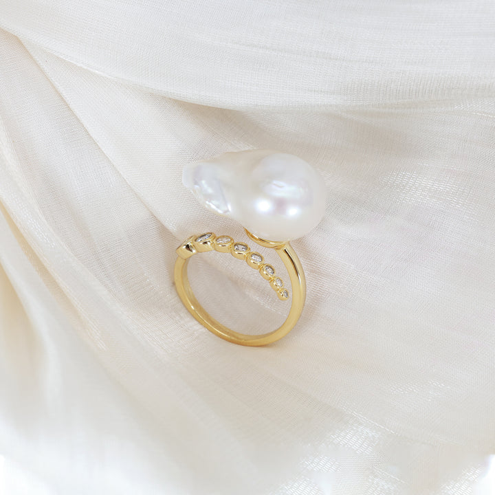 Starlit Splendor Baroque Pearl Ring