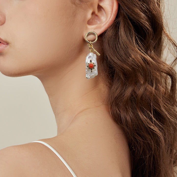 Solar Pearl Drop Earrings