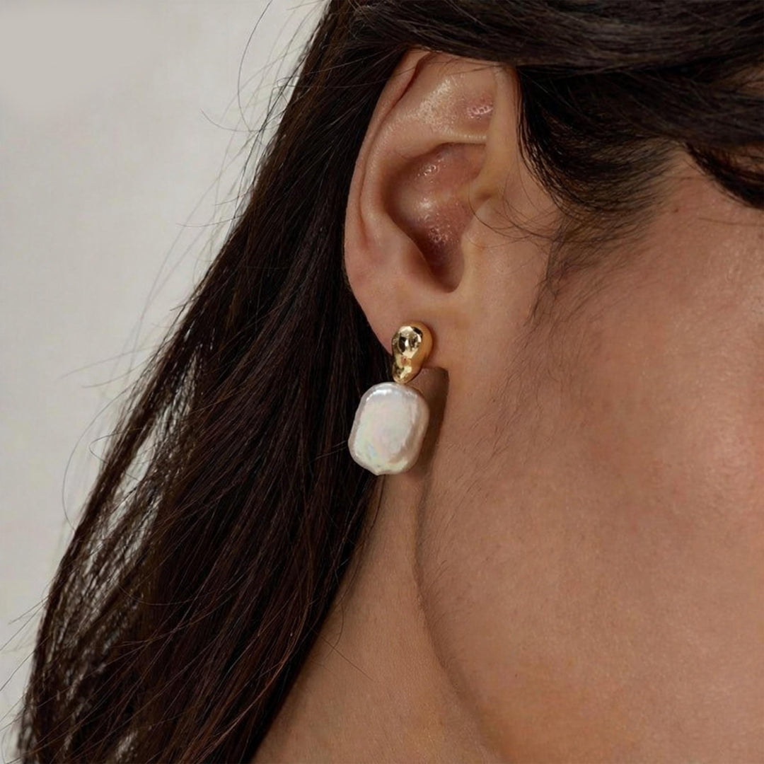 Liquid Form Pearl Drop Earrings