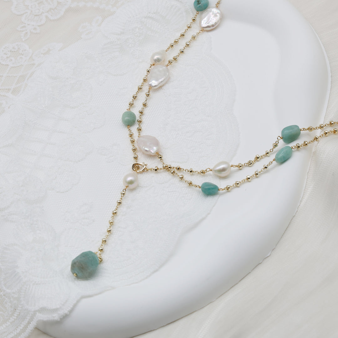 Aurelia Pearl & Jade Layered Necklace