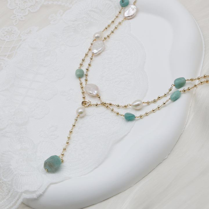 Aurelia Pearl & Jade Layered Necklace