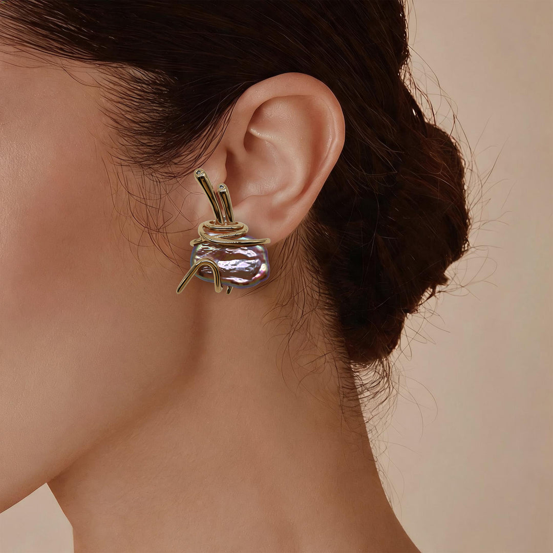 Orbit Pearl Sculpt Earrings