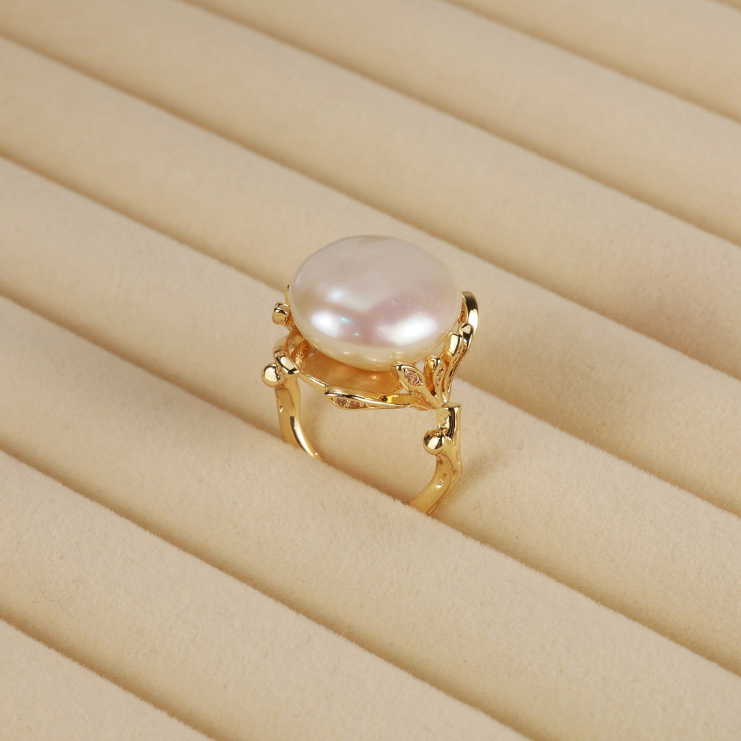 Golden Crown Pearl Ring