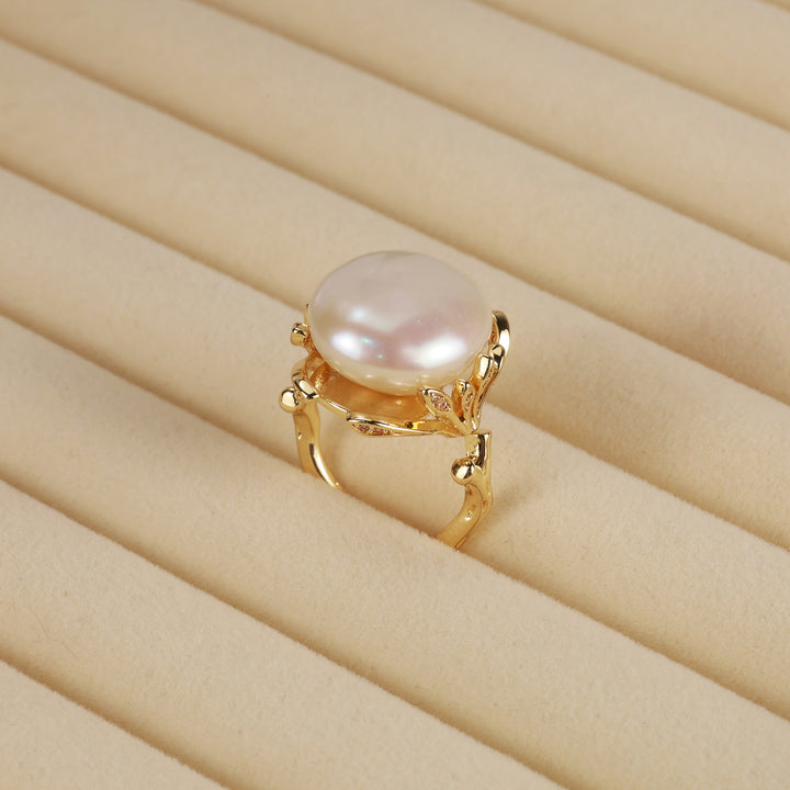 Golden Crown Pearl Ring