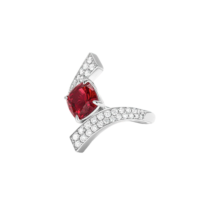 Crimson Arc Silver Gem Ring
