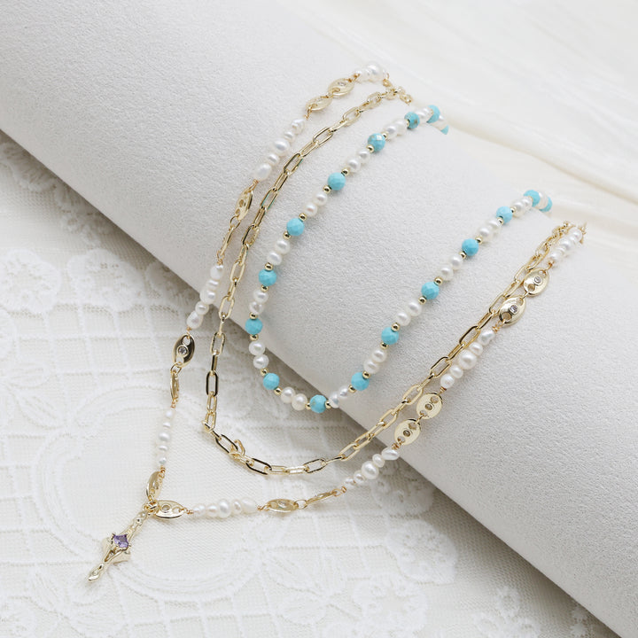 Ocean Mist Pearl & Gemstone Necklace