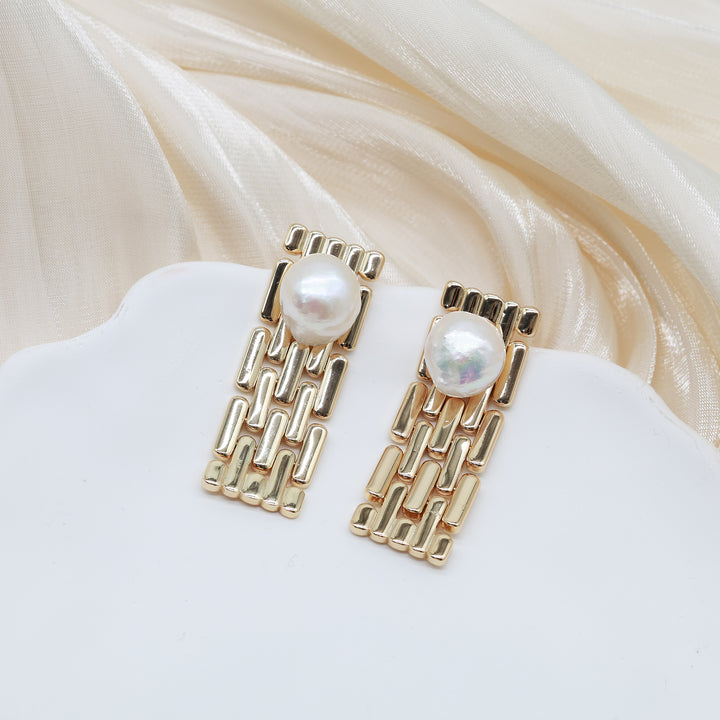 Modular Link Pearl Earrings