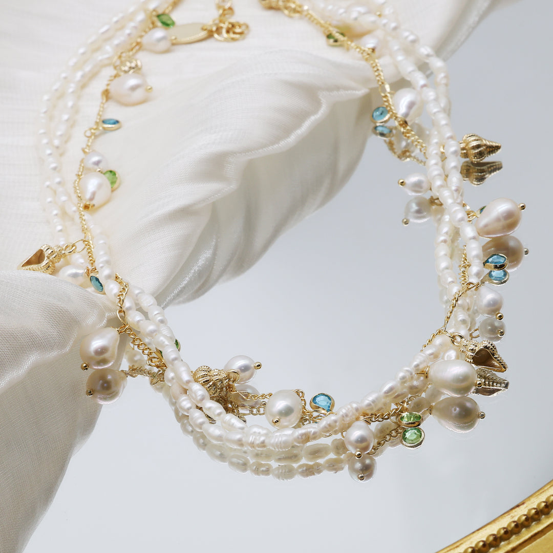 Ocean Garden Pearl Charm Necklace