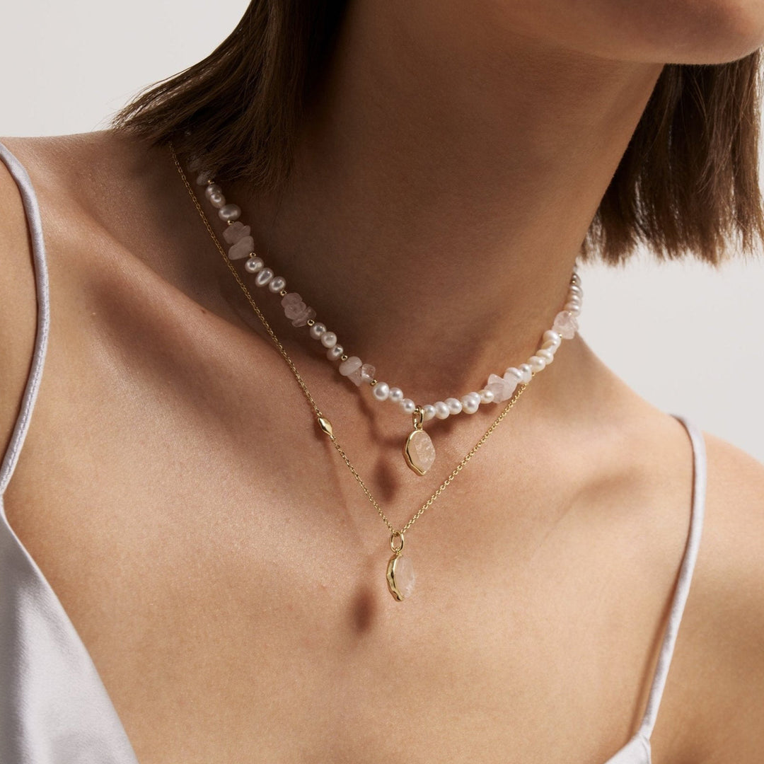 Quiet Rose Stone Necklace