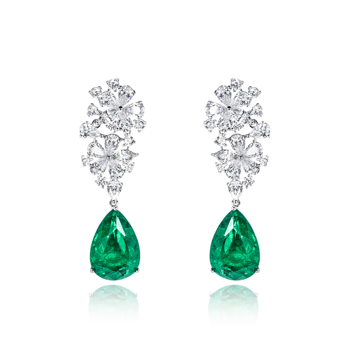 Green Radiance Floral Earrings