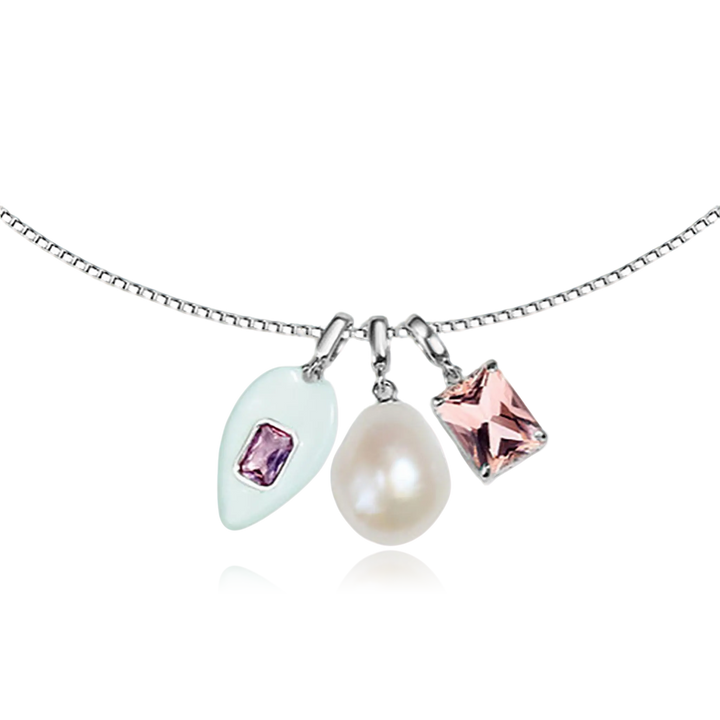 Pearl & Gem Leaf Necklace