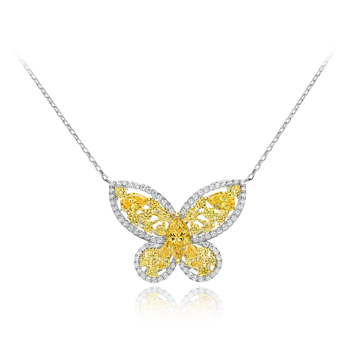 Golden Butterfly Silver Necklace