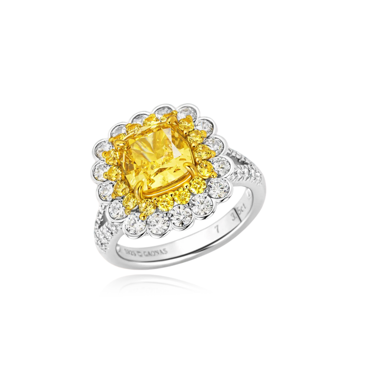Golden Bloom Silver Ring