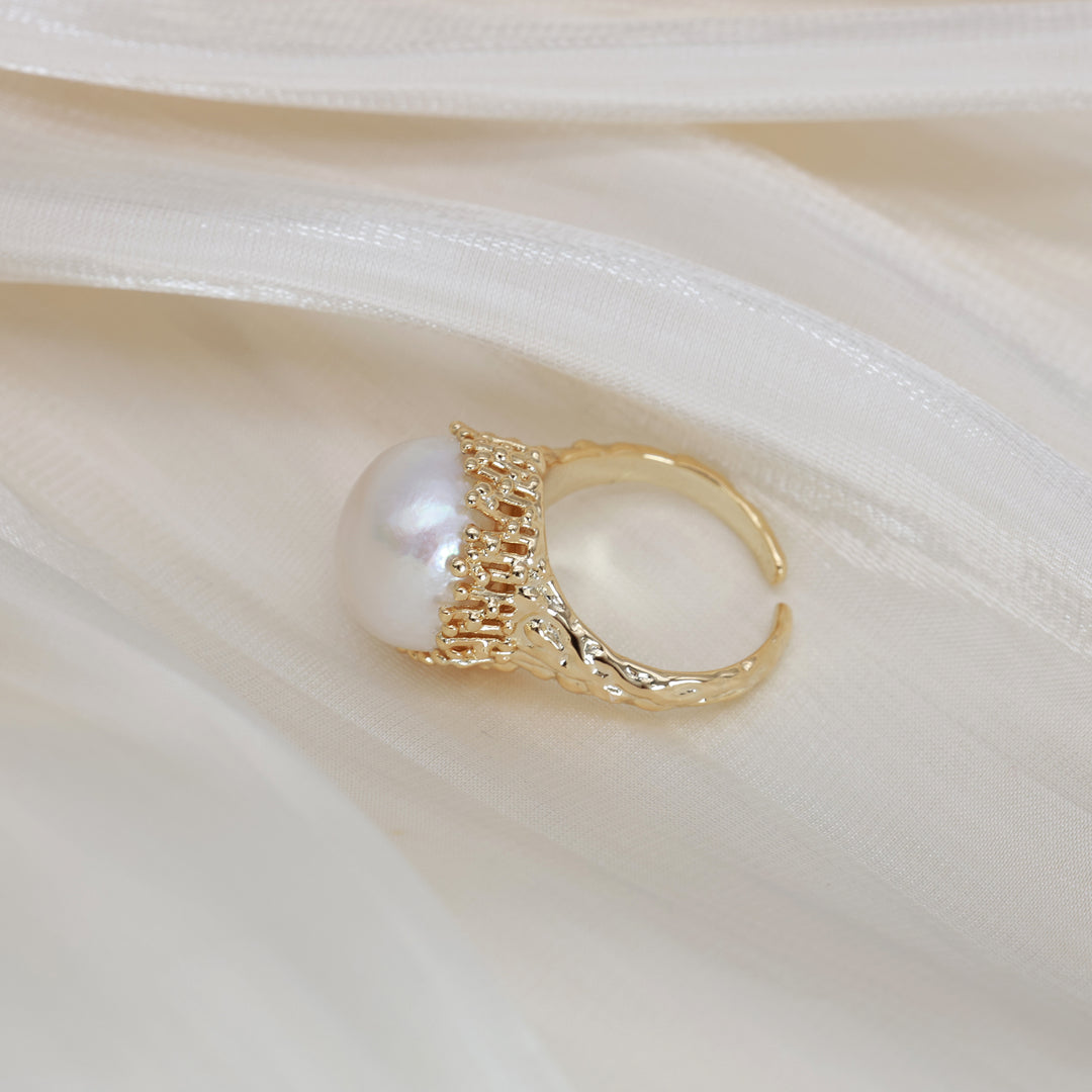 Crowned Pearl Statement Ring