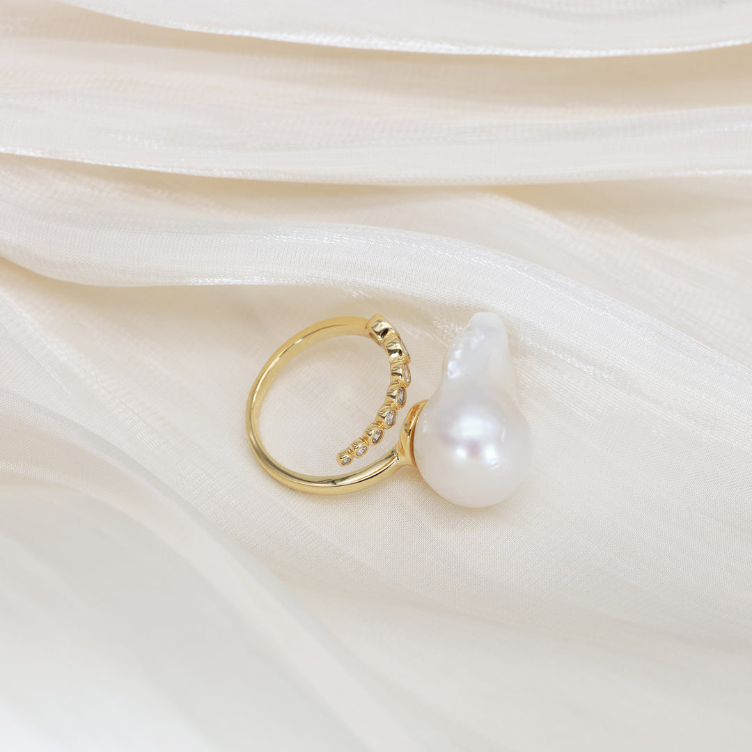 Starlit Splendor Baroque Pearl Ring