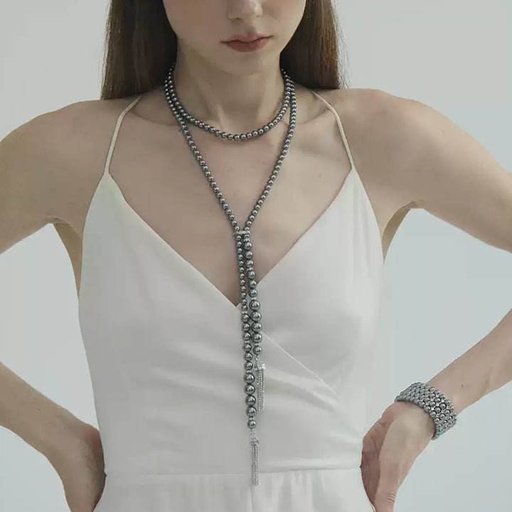 Midnight Tassel Pearl Necklace