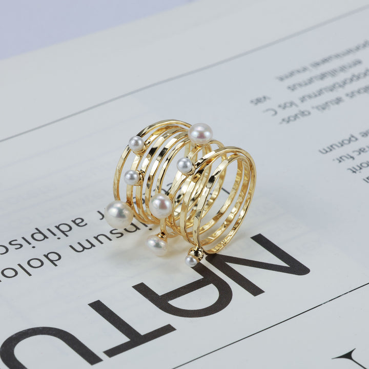 Caged Pearl Wrap Ring