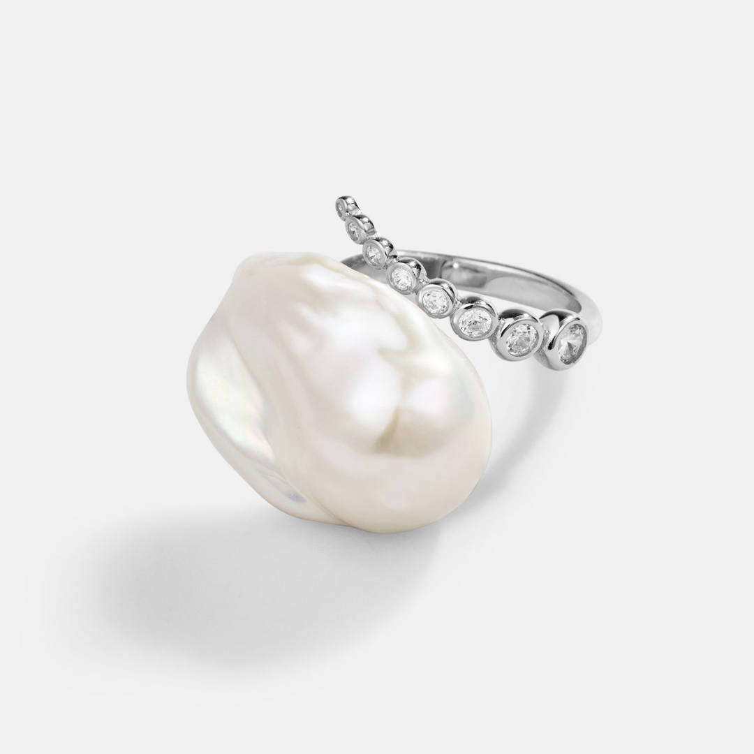 Starlit Splendor Baroque Pearl Ring