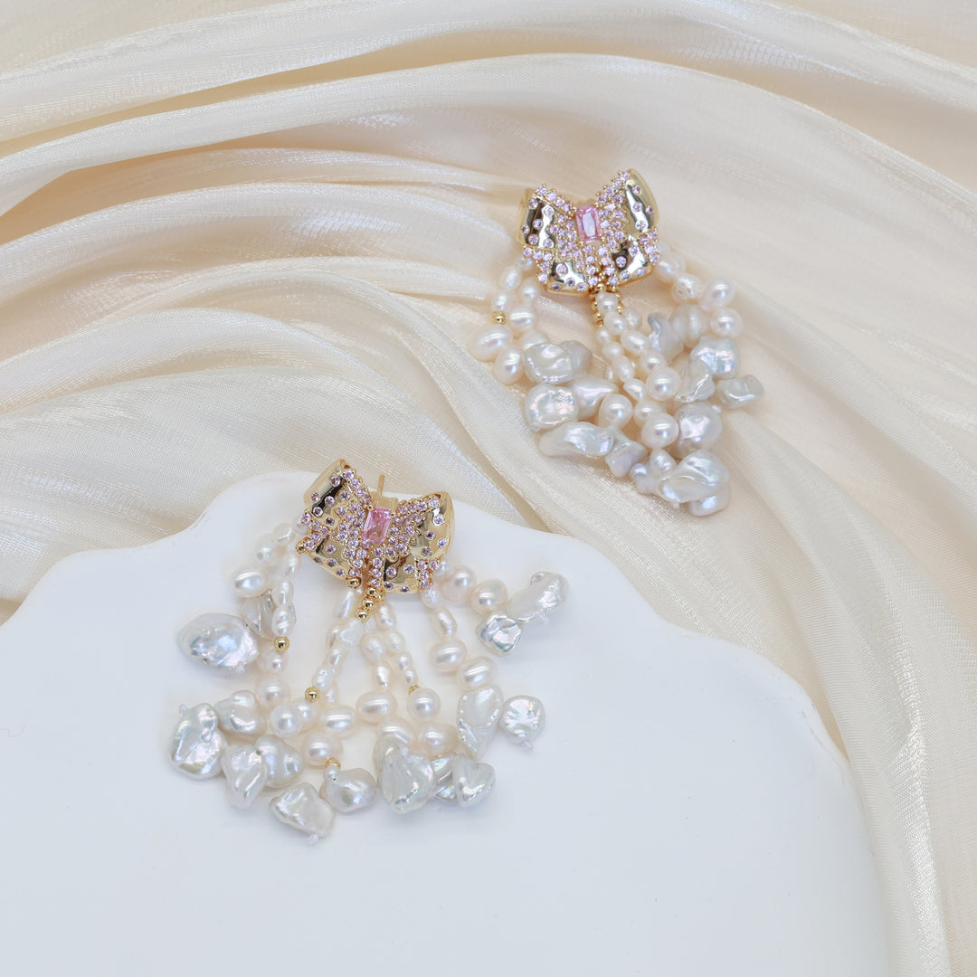 Roselle Pearl Cascade Earrings
