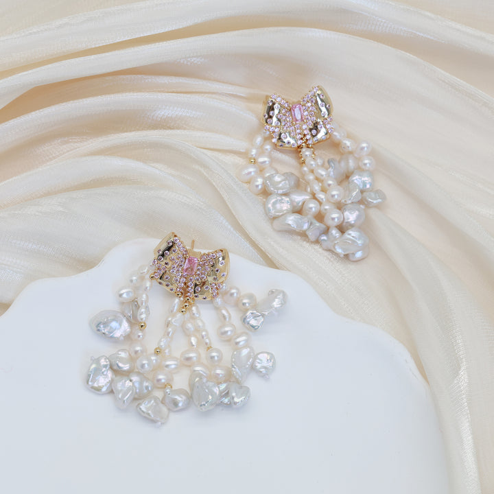 Roselle Pearl Cascade Earrings