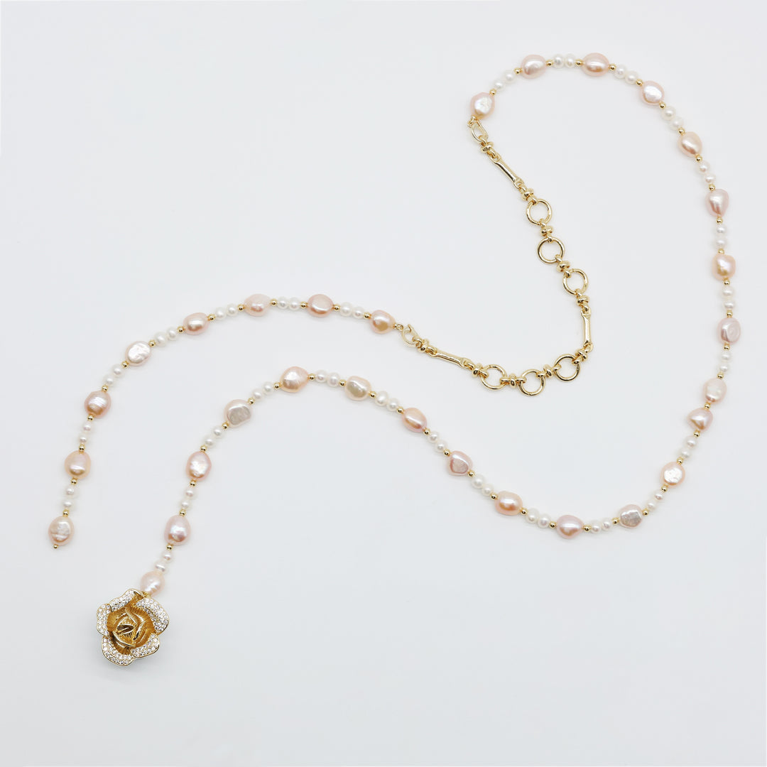 Rosé Dual Strand Pearl Necklace