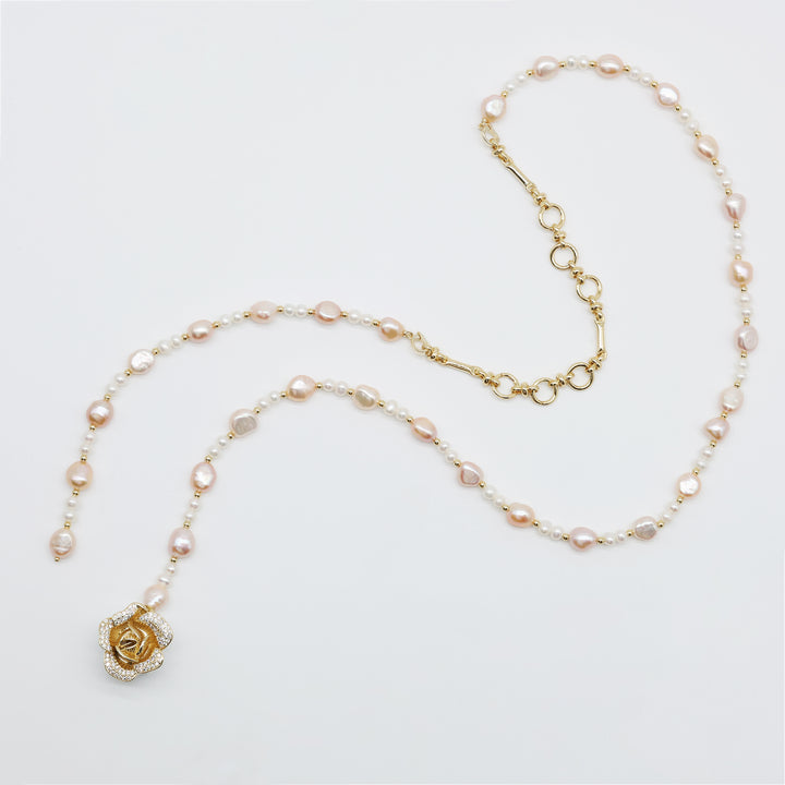 Rosé Dual Strand Pearl Necklace