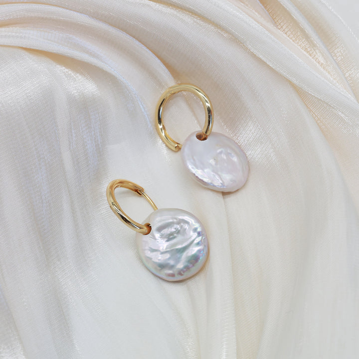 Luna Coin Pearl Hoops