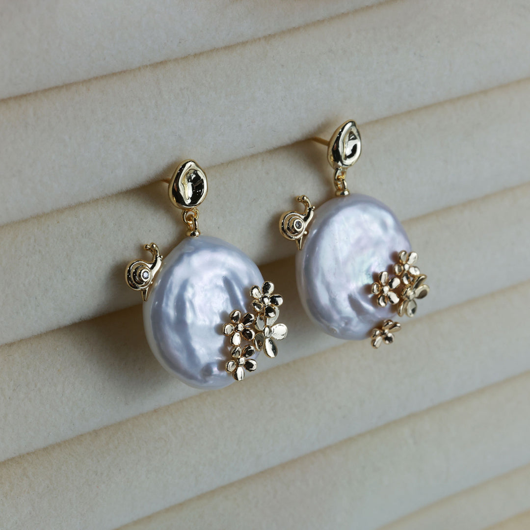 Floral Pearl Drop Earrings