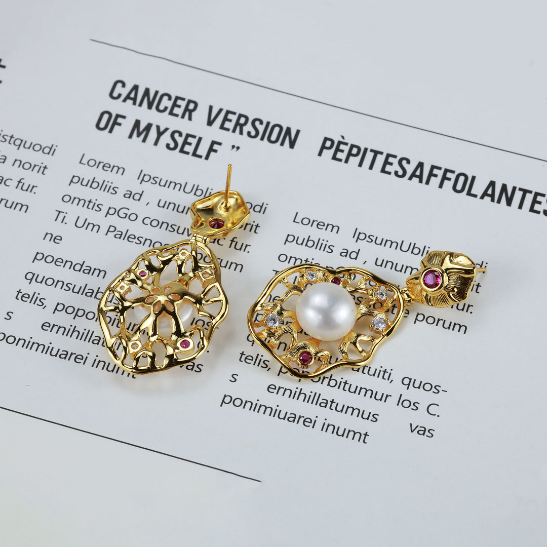 Baroque Frame Pearl Earrings