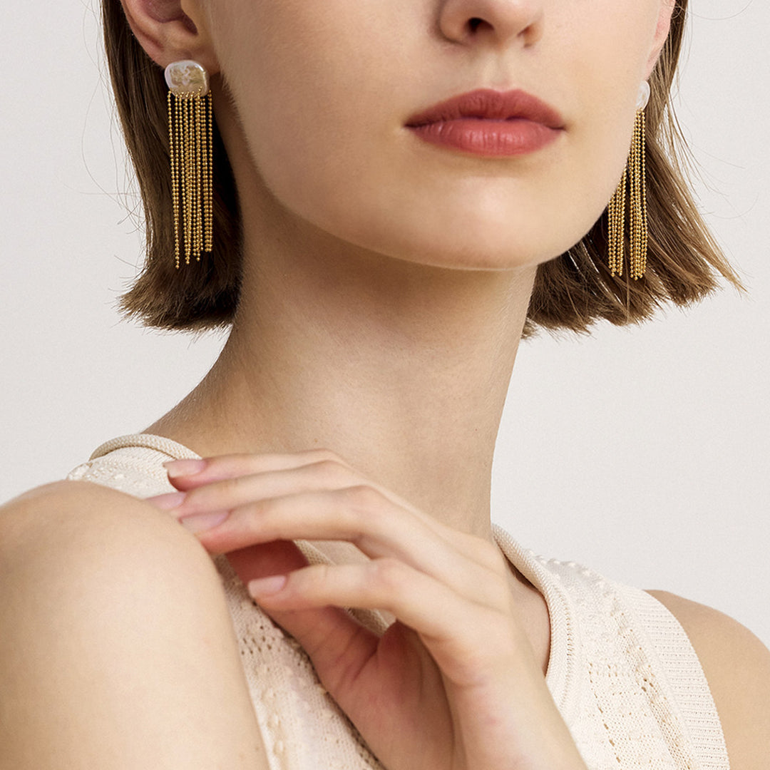 Pearl Cascade Tassel Earrings
