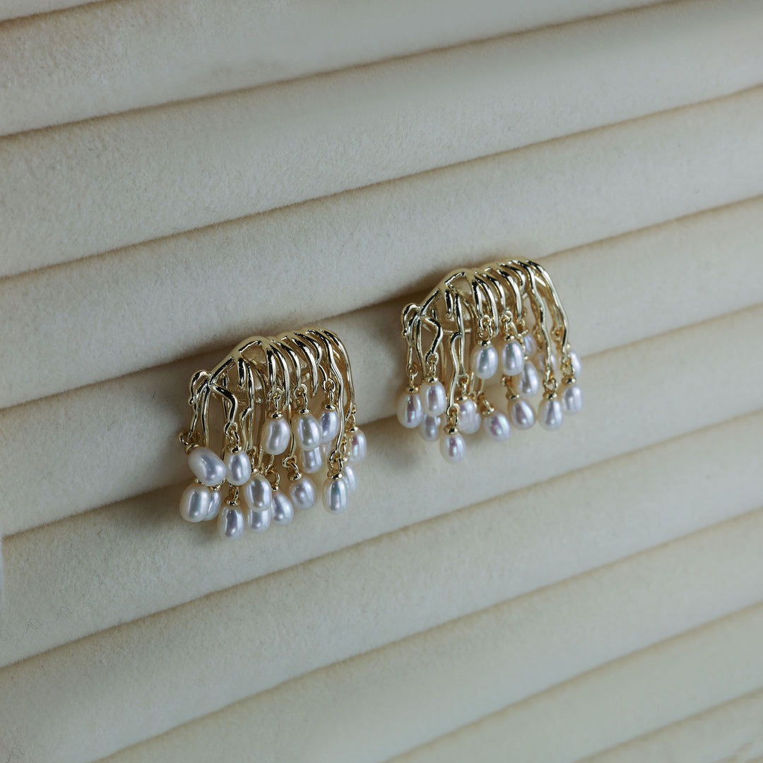 Pearl Fringe Tassel Earrings