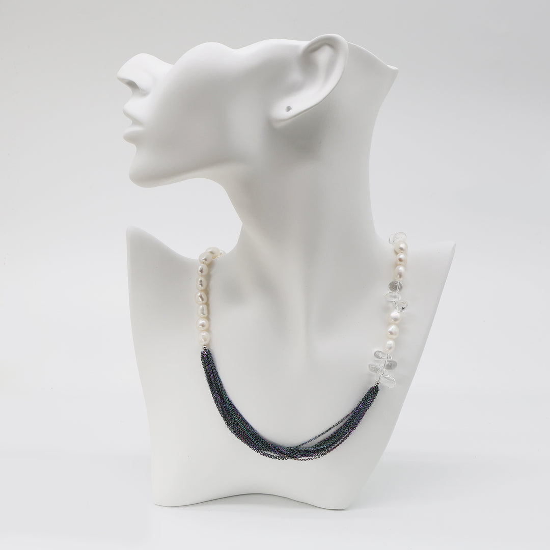 Noir Wave Pearl Statement Necklace