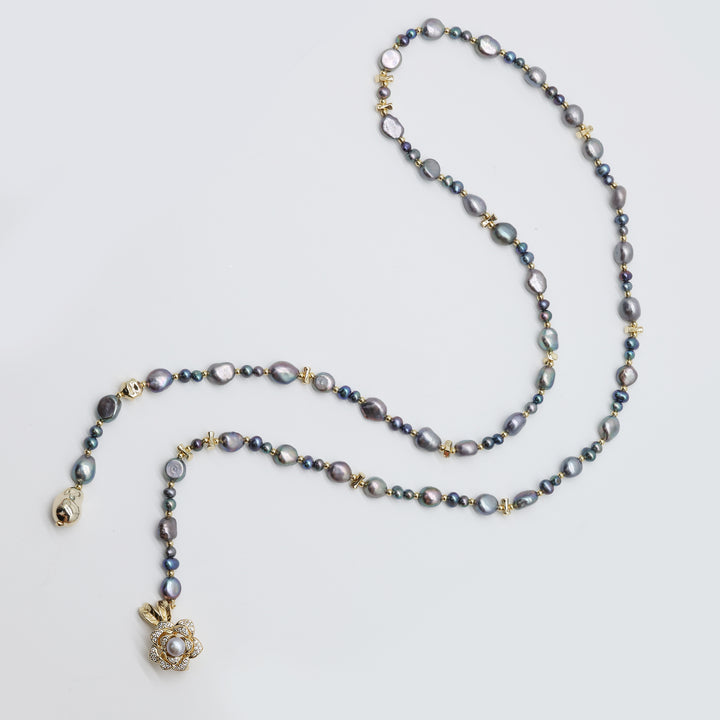 Celestine Drop Pearl Layer Necklace