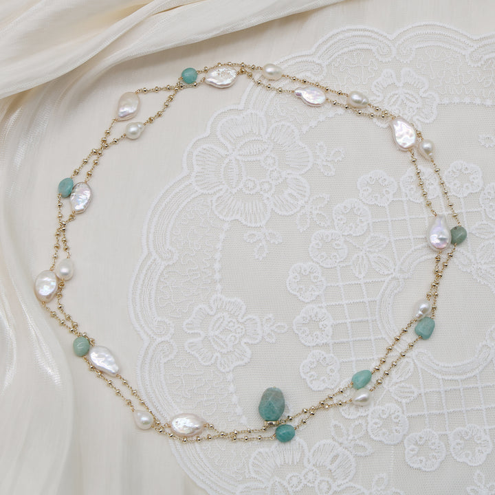 Aurelia Pearl & Jade Layered Necklace