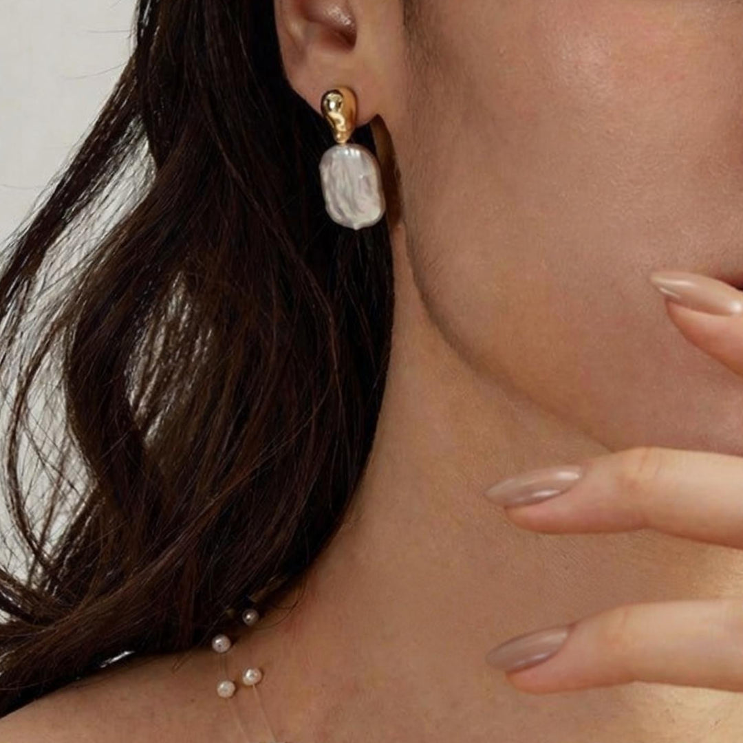 Liquid Form Pearl Drop Earrings