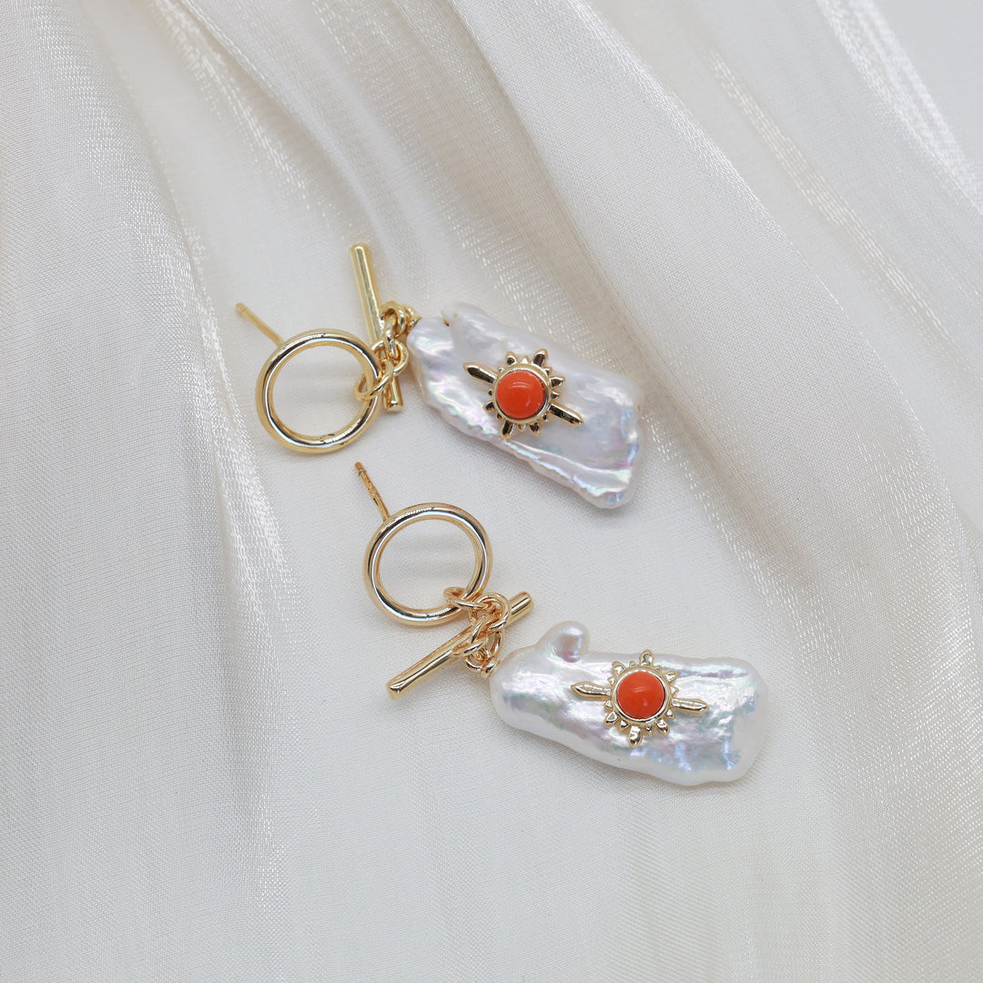 Solar Pearl Drop Earrings