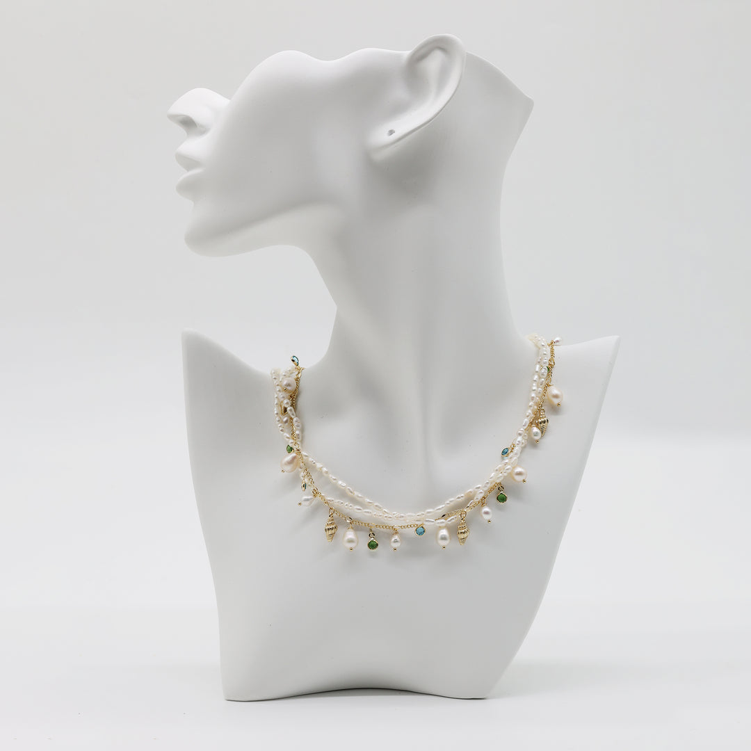 Ocean Garden Pearl Charm Necklace