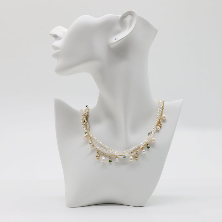 Ocean Garden Pearl Charm Necklace