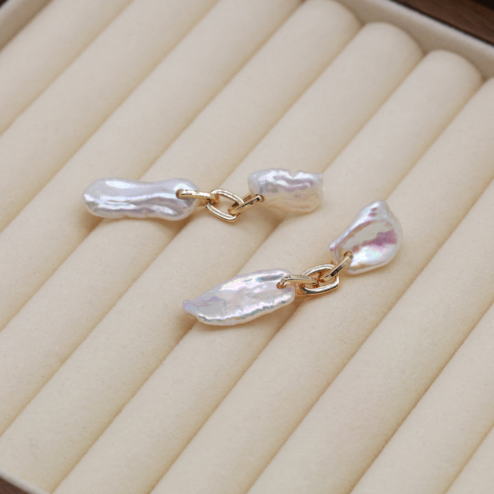 Baroque Stick Pearl Drop Earrings